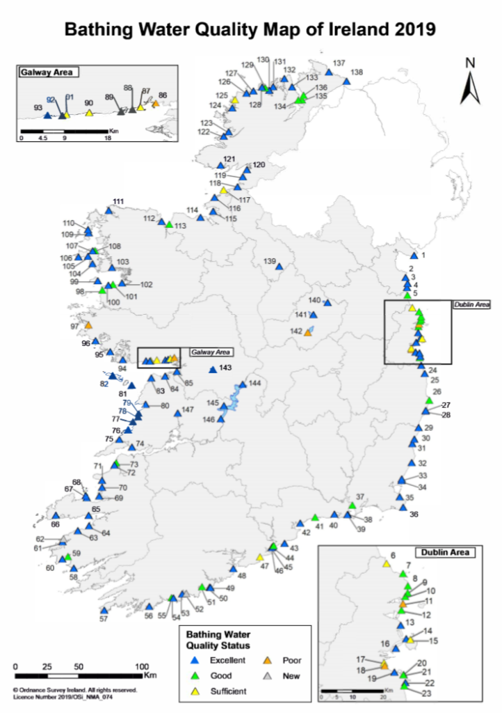 Bathing Water Quality Map of Ireland 2019