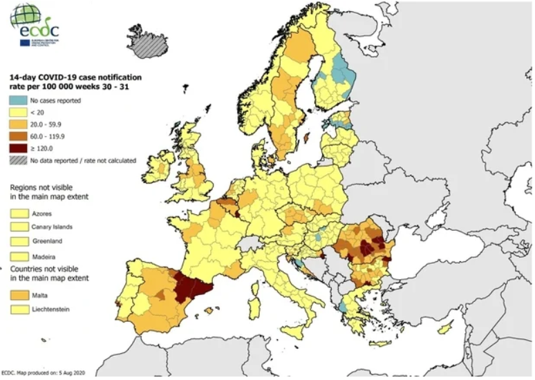 12-day Covid-19 case notification rate per 100 000 weeks 30-31